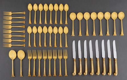 Gilt Silver Plate "Onslow" Flatware Service for 8