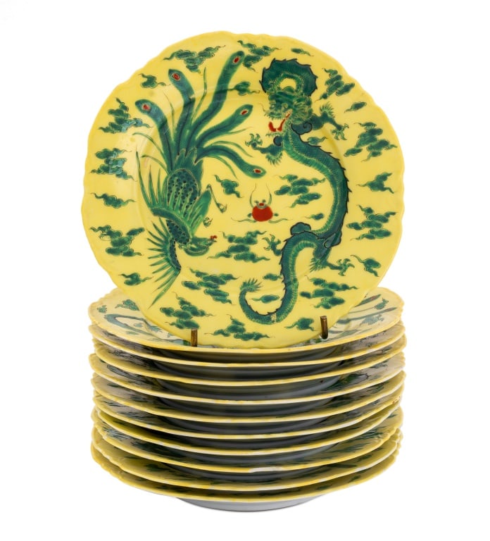 Chinese Dragon Phoenix Motif Porcelain Plates, 11 (1 of 4)