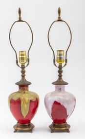 Sang de Boeuf Flambe Vases Mounted as Lamps, 2