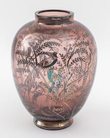 Silver Overlay Glass Vase