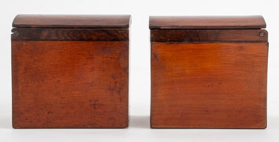 Pair of Hinged Rosewood Tea Caddies, 19th C.
