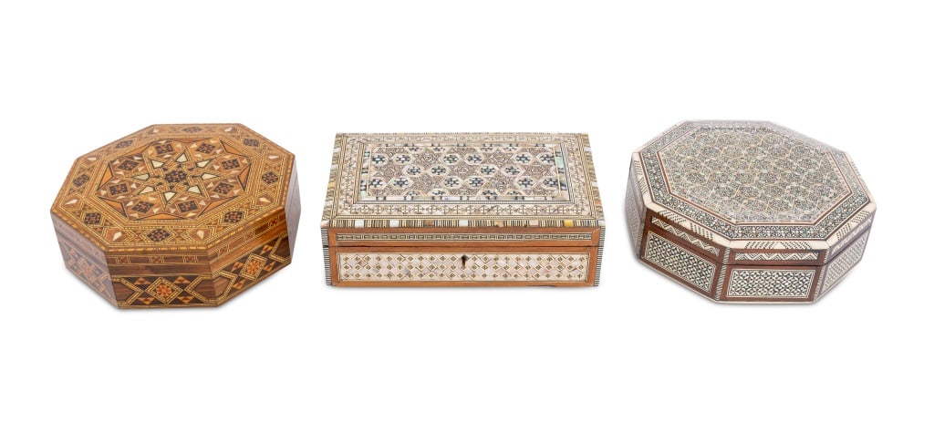 Syrian Mother-of-Pearl Inlaid Wood Boxes, 3 (1 of 6)