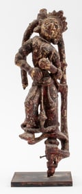 Southeast Asian Carved Wood Apsara Sculpture