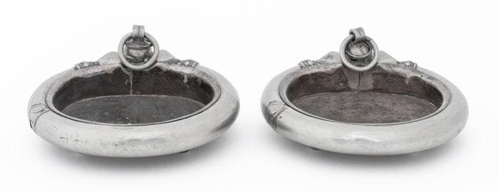 Indian Pewter Bracelet Trinket Dishes, Pair