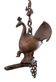 Indian Peacock Form Hanging Oil Lamp