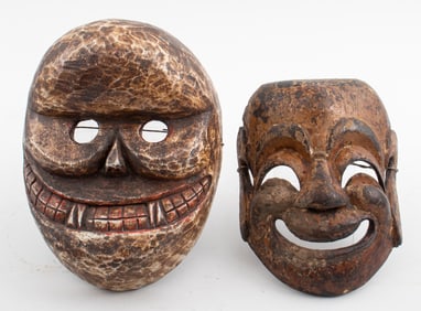 Tibetan Carved Wood Theater Masks, 2