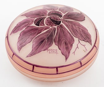 Moda Enameled Glass Covered Dressing Table Box