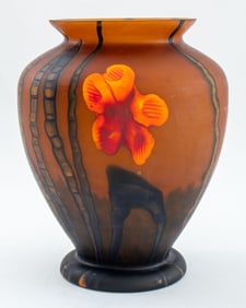 Amber Art Glass Vase, 20th C.