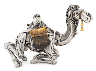 Frank Meisler Silvered Metal Camel Sculpture