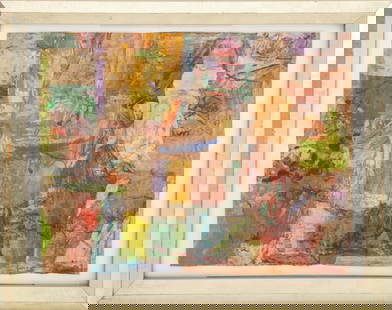 Robert Natkin Abstract Composition Mixed Media: Robert Natkin (American, 1930-2010), Abstract Composition, Mixed Media Collage, signed lower center, silvered wood frame. Image: 15.5" H x 19.5" W; frame: 19.5" H x 24.5" W x 1" D. Provenance: From a