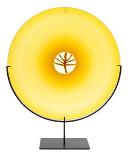Laura de Santillana for Venini "Quattro Stagioni": Laura Diaz de Santillana (Italian, 1955-2019) for Venini "Quattro Stagioni" Glass Charger, 2000, in yellow, with label "Made in Italy / Venini Murano" to front, etched mark "venini Laura 2000/4" to re