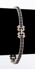 18K White Gold Blue Sapphire Diamond Bracelet