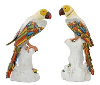 Royal Vienna Porcelain Parrots, Pair