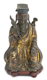 Chinese Daoist Official Gilt Bronze, 17th C.