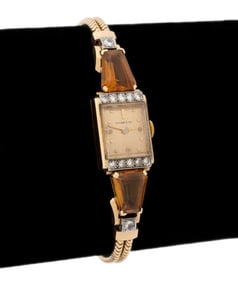 Tiffany & Co. 14K Gold Citrine Diamond Watch