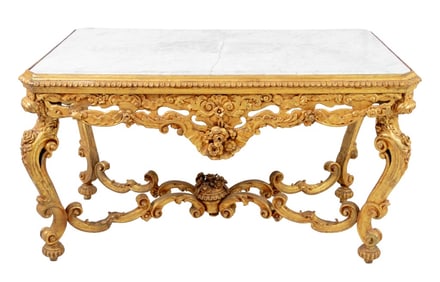 Regence Style Marble Top Giltwood Center Table