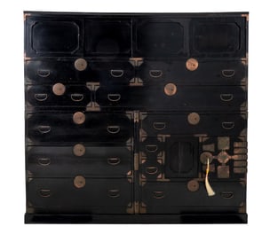 Japanese Black Lacquered Tansu, 19th C.