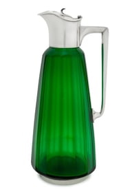Victorian Sterling Bristol Green Glass Claret Jug