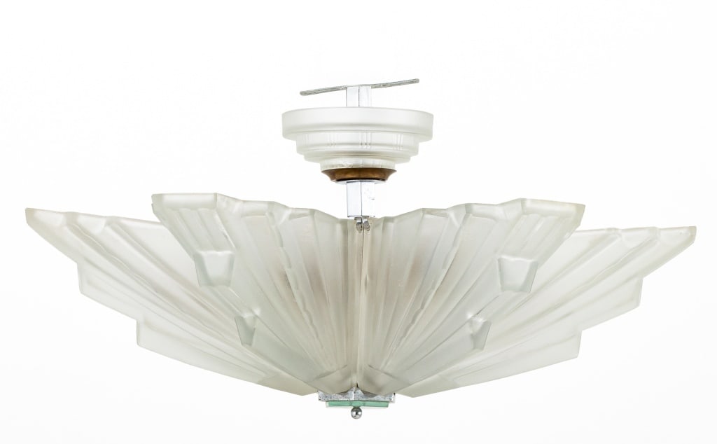 Art Deco Frosted Glass Chandelier (1 of 6)