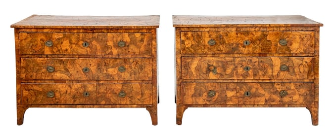 North Italian Walnut Commodes, 18th C., Pair