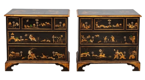 George III Style Chinoiserie Lacquered Dressers, 2