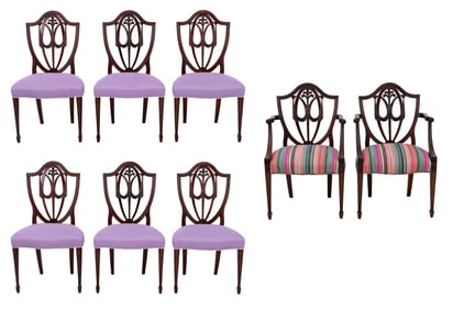 George III Style Mahogany Dining Chairs, 8