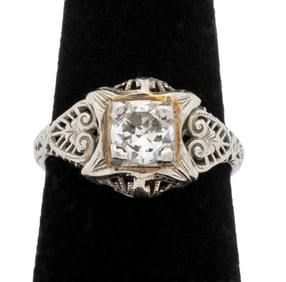 18K White Gold & Yellow Gold Diamond Ring