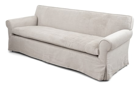 Modern Gray Velvet Upholstered 3-Seat Sofa