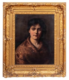German School Portrait of a Woman Oil on Canvas