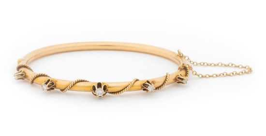 14K Yellow Gold Diamond Bangle
