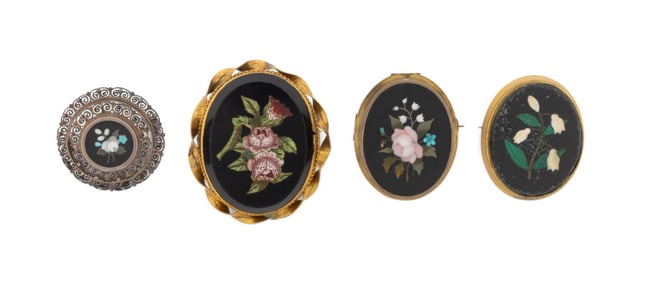 Italian Pietra Dura Micromosaic Brooches, 4