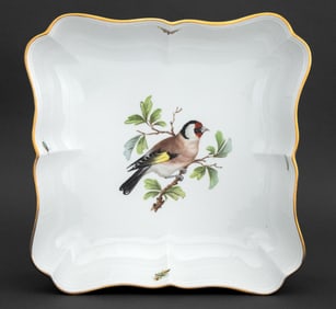 Meissen Porcelain Rothschild Bird Square Dish