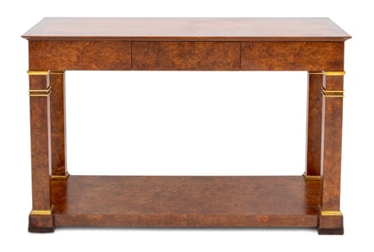 French Empire Style Burr Elm Console Table