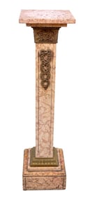 French Gilt Metal Mounted Pink Marble Pedestal