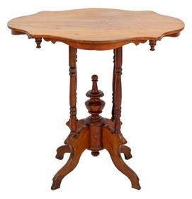 Victorian Walnut Scalloped Top Parlour Table (1 of 6)