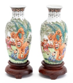 Chinese Famille Rose Eggshell Porcelain Vases, Pr.