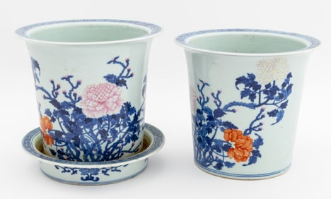 Chinese Blue and White Porcelain Jardinieres, 2