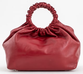 The Row Deep Rouge Leather Double Circle Handbag