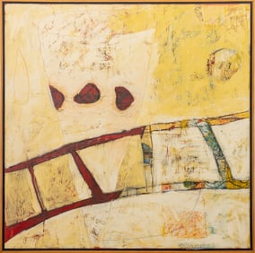 Illegibly Signed Abstract Ladder Mixed Media, 1999