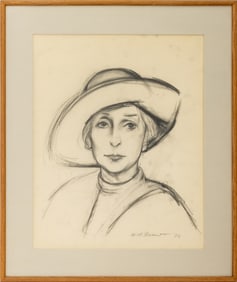 Will Barnet Portrait of Anne Sager Charcoal, 1982