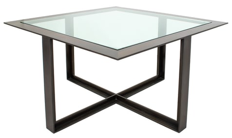 Modern Square Glass Top Bronze Center Table
