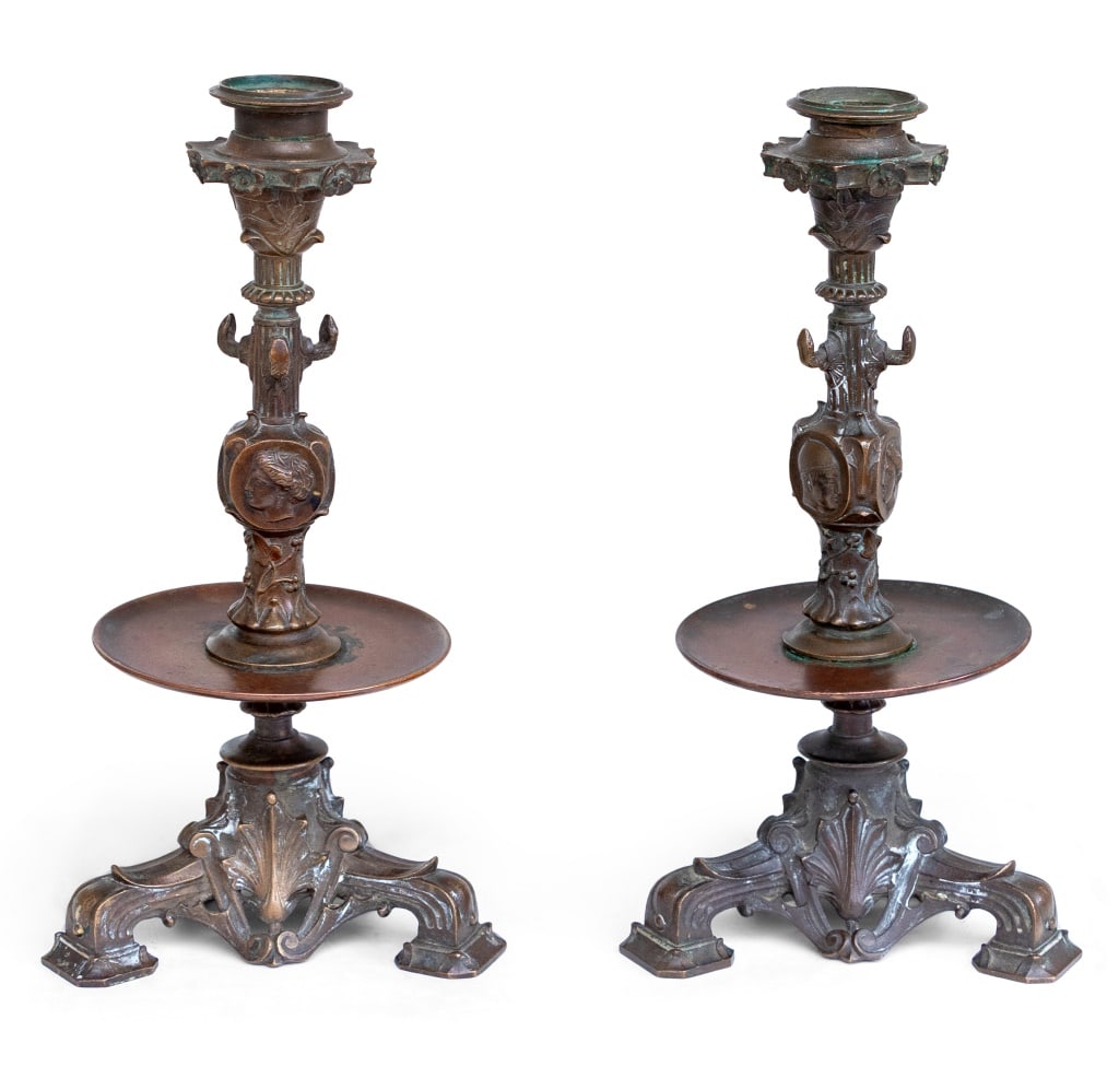 French Bronze Candlesticks After the Antique, Pair (1 of 3)