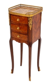 Louis XV Style Kingwood Marble Top Bedside Table