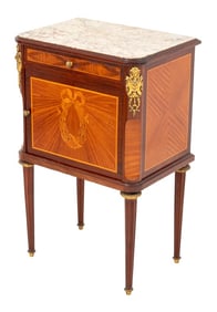 Louis XVI Style Kingwood & Marble Bedside Cabinet
