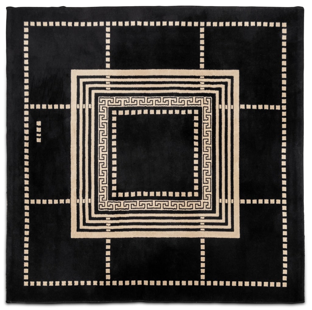 Modern Black & White Geometric Wool Rug, 6' x 6' (1 of 5)