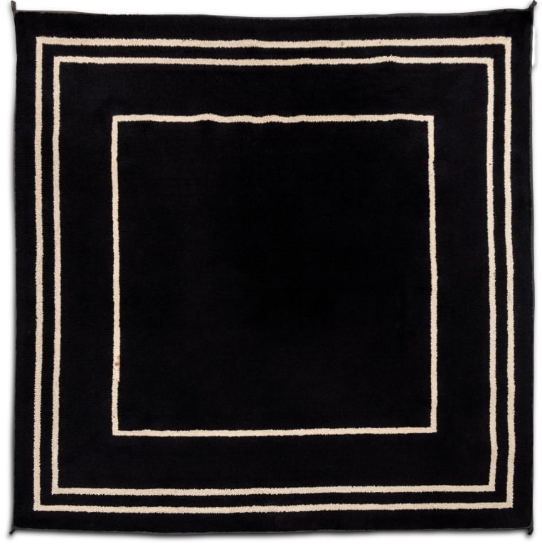 Modern Black & White Geometric Wool Rug, 6' x 6' (1 of 4)