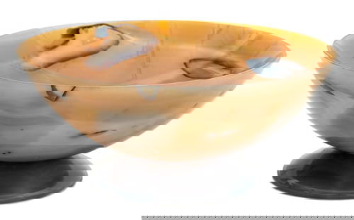 Sherle Wagner Banded Agate Tazza: Sherle Wagner (American, 1917-1997) Banded Agate Tazza. 2.25" H x 5.5" Diameter. Provenance: From the Fifth Avenue Estate of Sherle Wagner. Keywords: Designer, Footed bowl, Carved stone, Rock crystal,