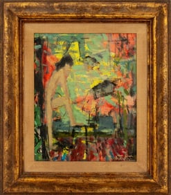 Bertoldo Taubert "Nu Debout" Oil on Canvas