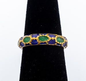 Tiffany 18K Yellow Gold Enamel Band Ring