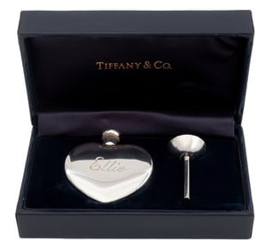 Tiffany & Co. Silver Heart Perfume Bottle & Funnel